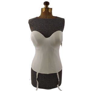 Carnival Bra Women's Sz 34DD White Invisible Full-Coverage Strapless Bustier 426